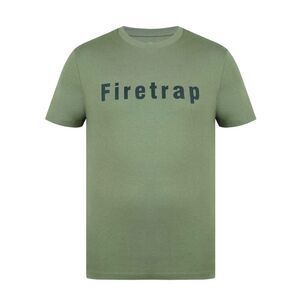 Firetrap Mens Logo Cotton T-Shirt / Khaki Green